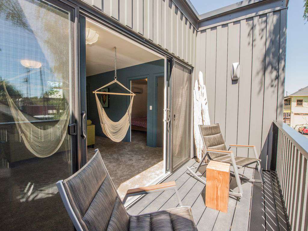 Enjoy a cup of coffee, and sweet conversation in these rocking chairs.