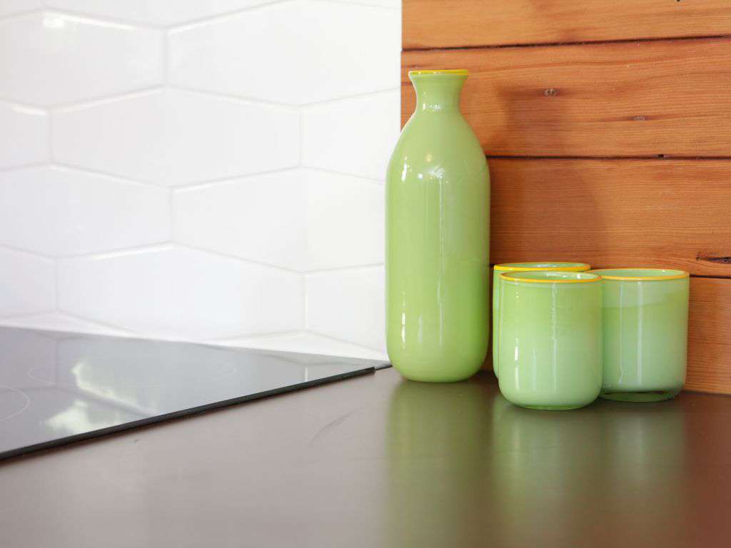 Locally made products, like these tiles and counters are what fill the house.