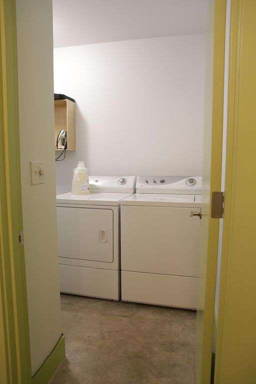 We have a washer/dryer, iron, pack n play, high chair, and stroller for you!