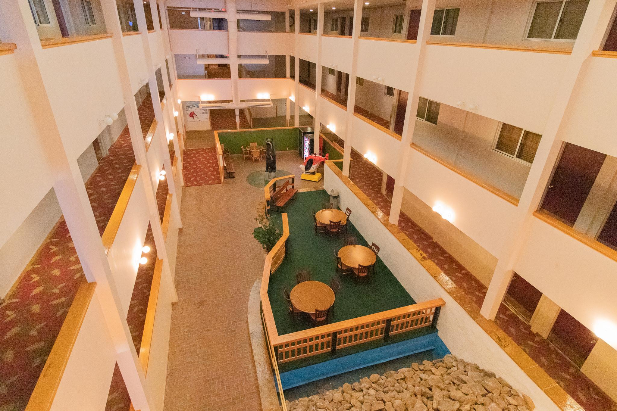 Enjoy Mountain Lodge's many common areas and atrium - spacious!