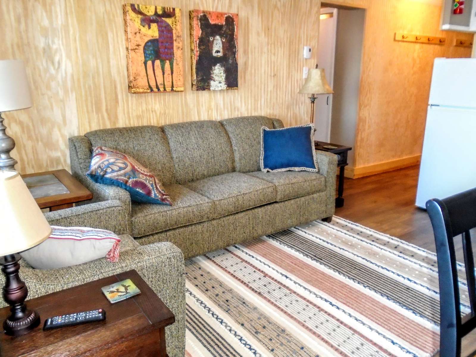 Foldout couch sleeps two (2) guests