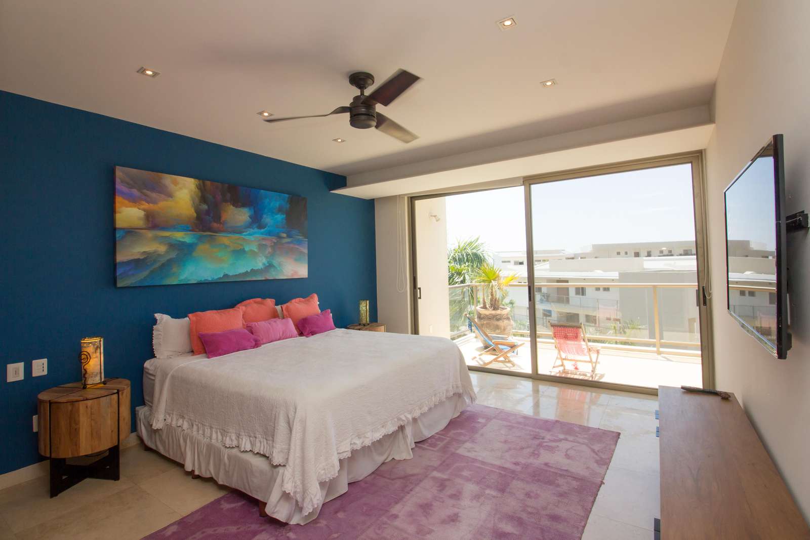 Master bedroom with king bed and ensuite bathroom