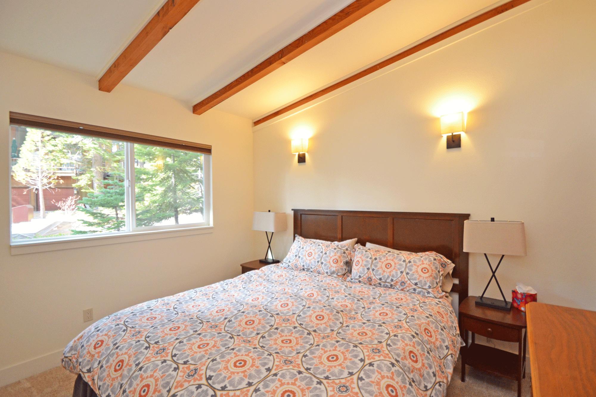 King size bed with down comforter