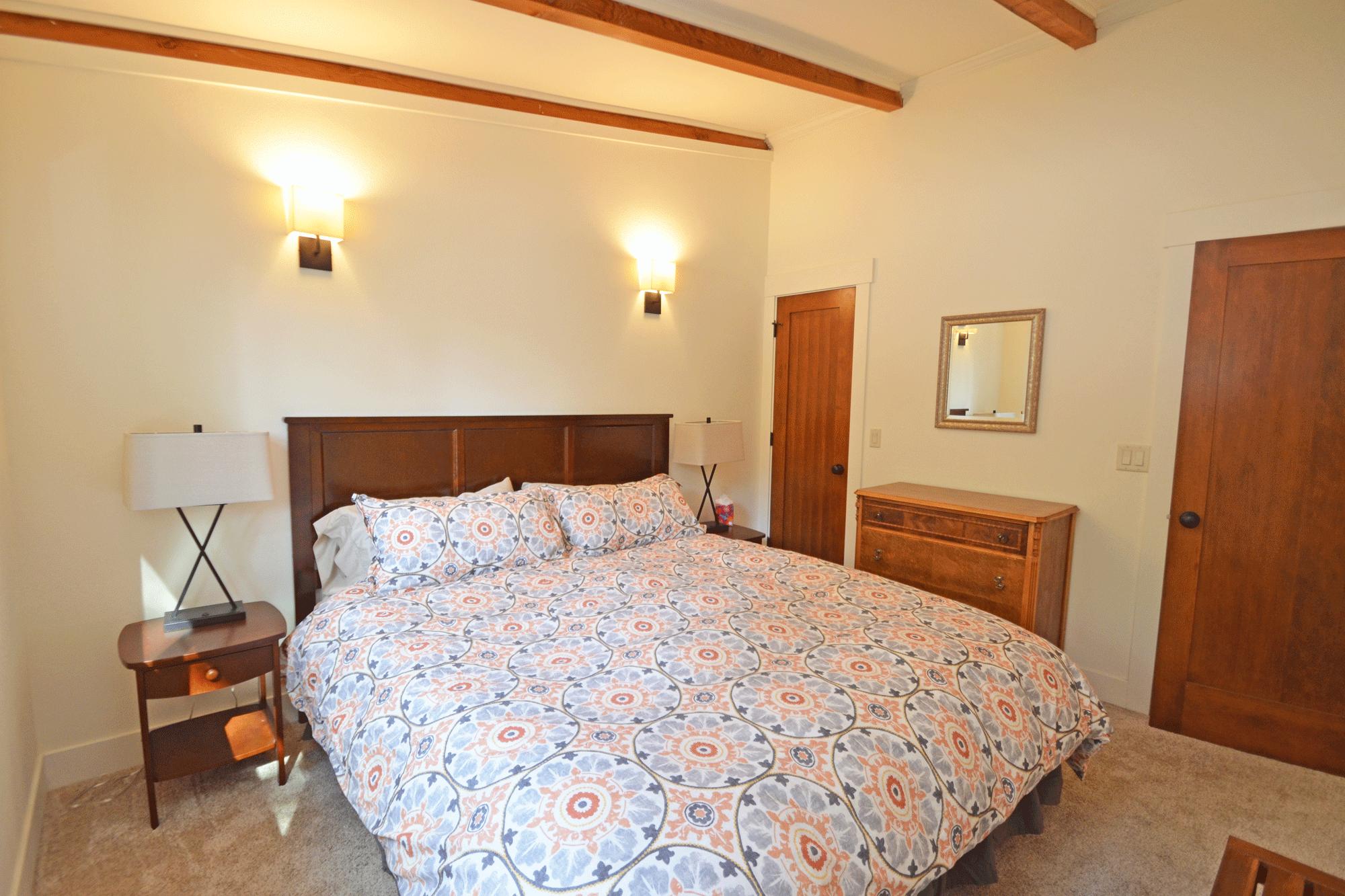 King size bed with down comforter