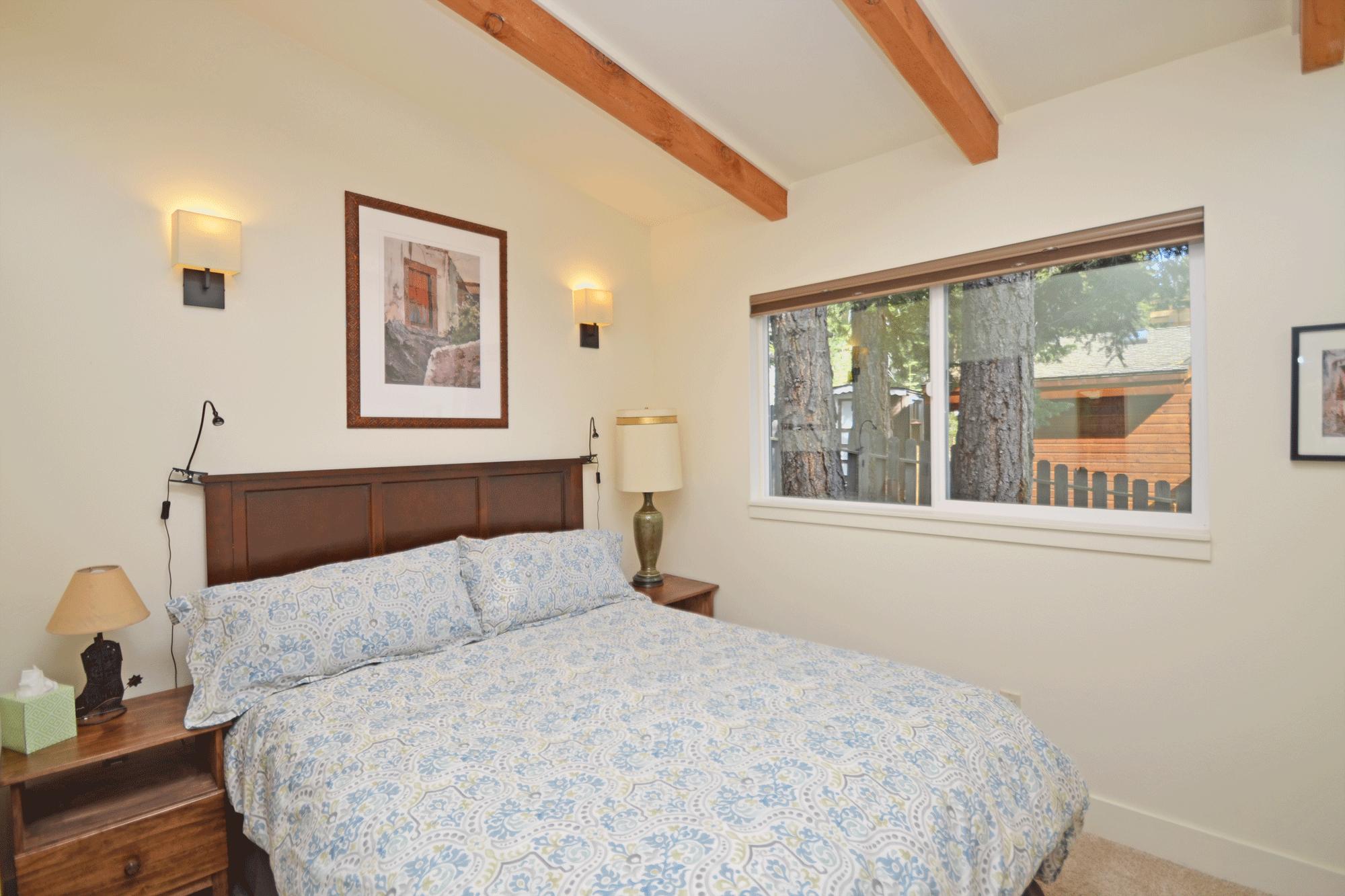 Queen size bed with down comforter