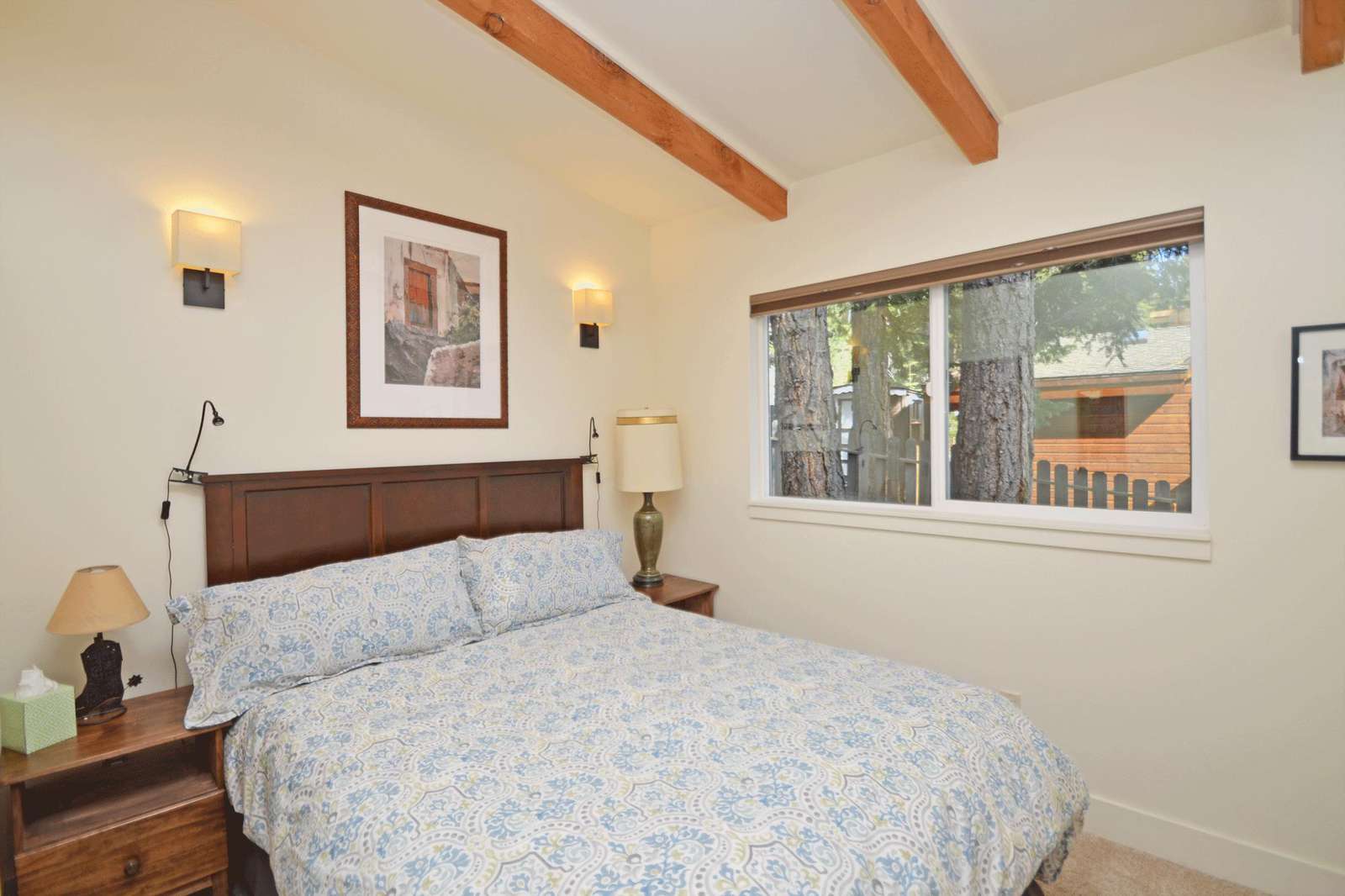 Queen size bed with down comforter