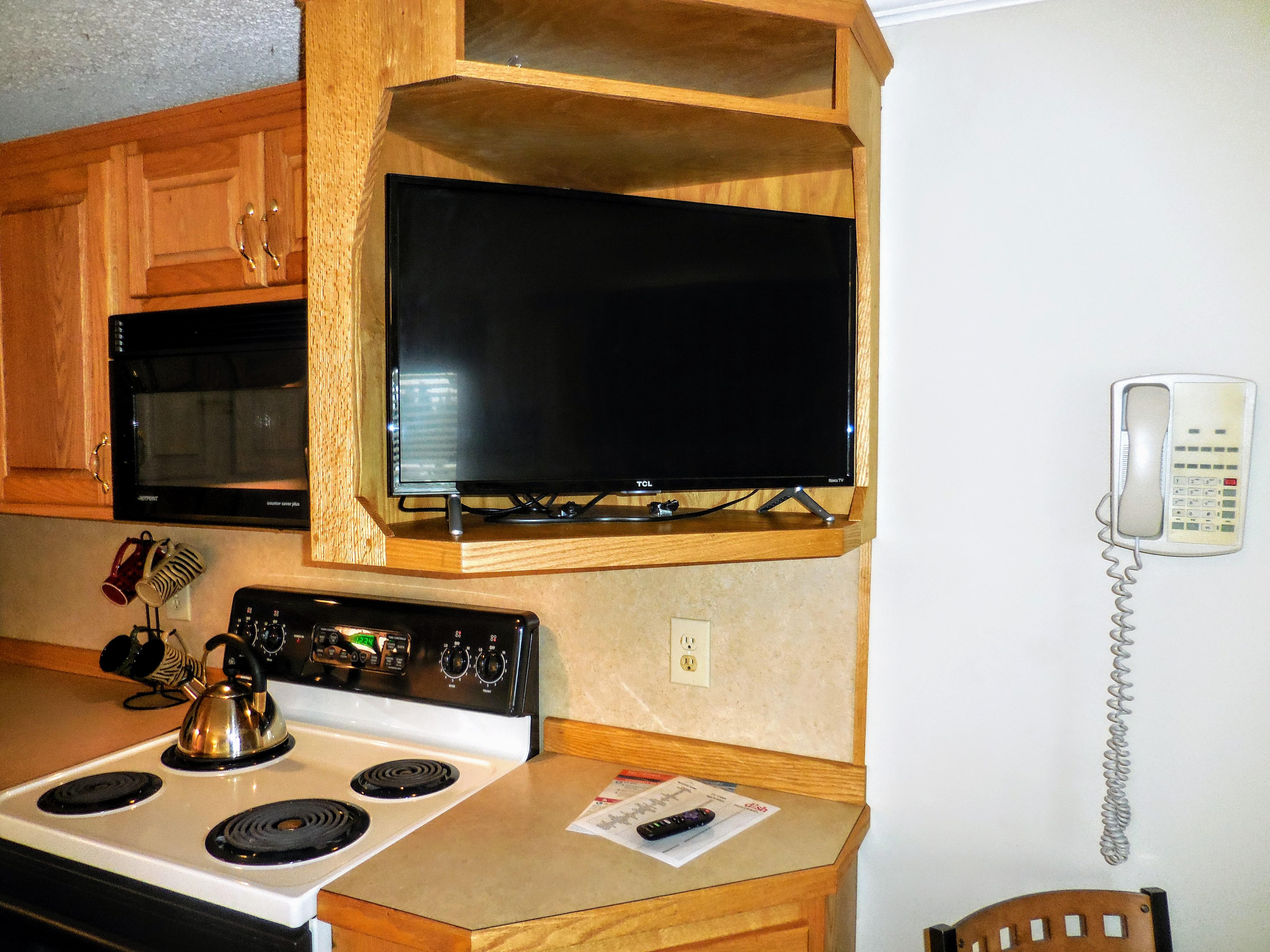 Flatscreen TV with DISH Network in ML229 living area.