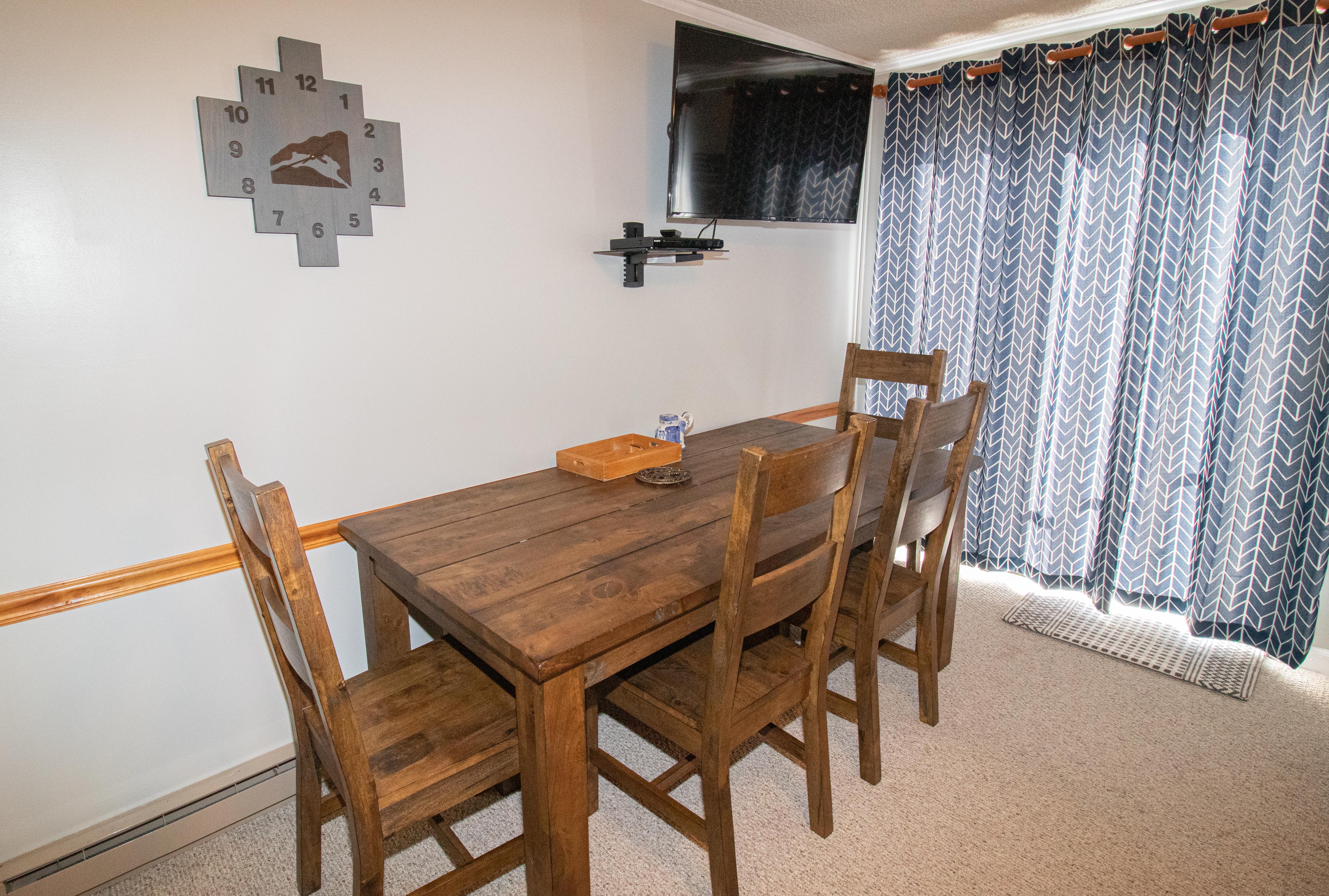 Seating for four (4) guests on brand new kitchen table (January 2019)
