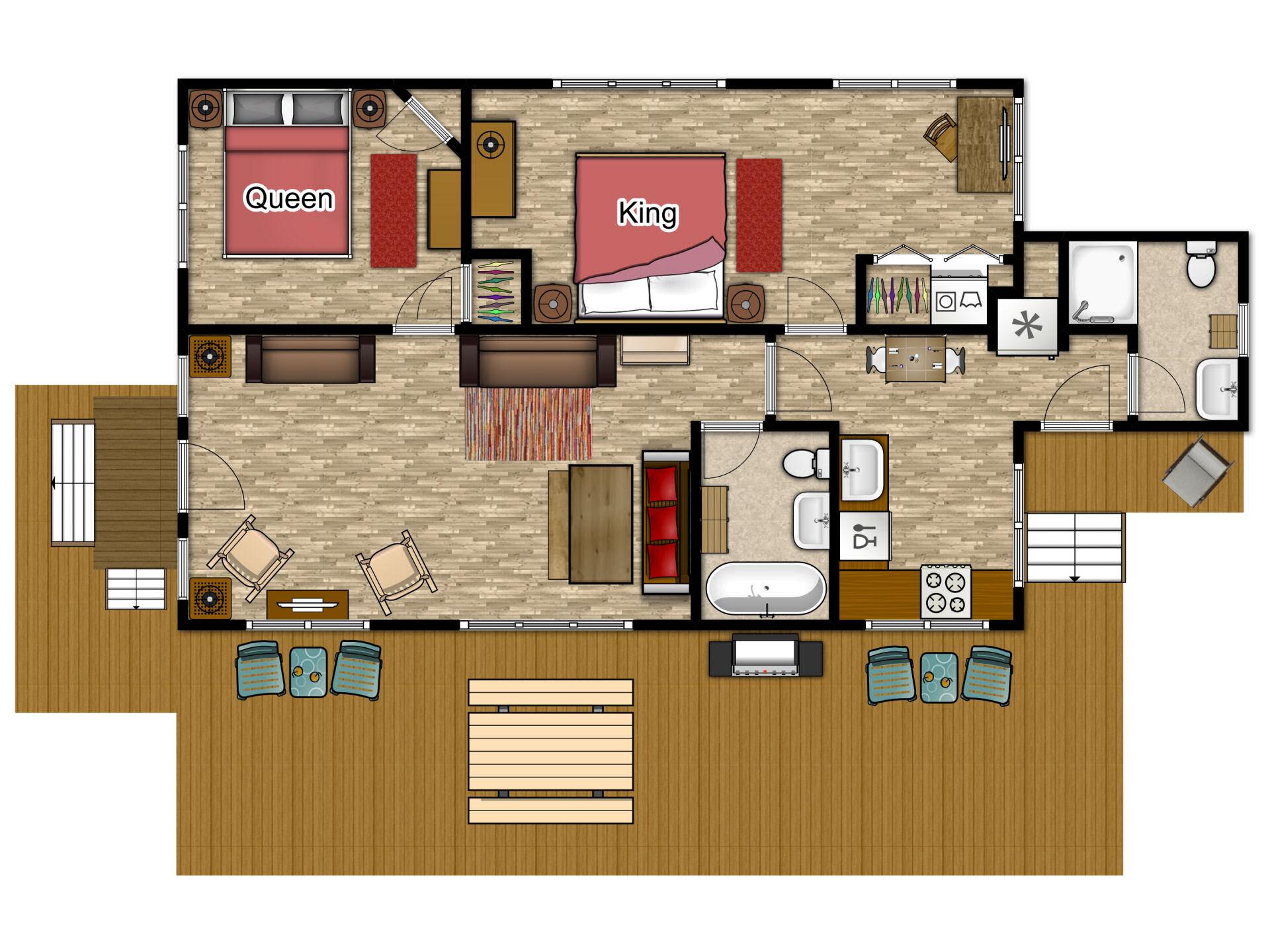 Second Queen bed has been changed to a bunkbed with Full under a twin for 2020