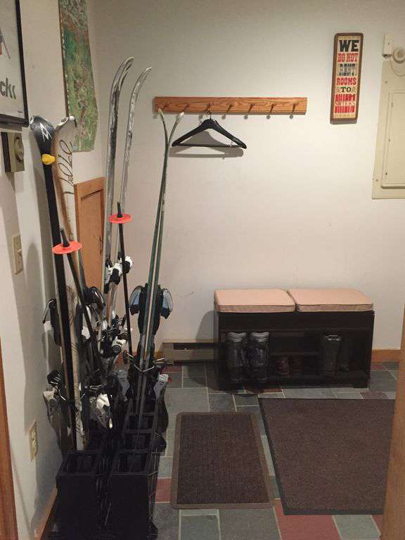 indoor ski storage in mudroom