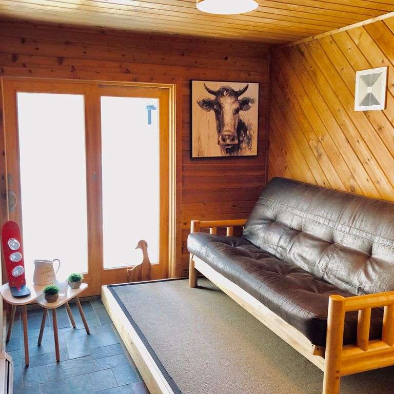 futon suitable for sleeping 1 more adult, or 2 children