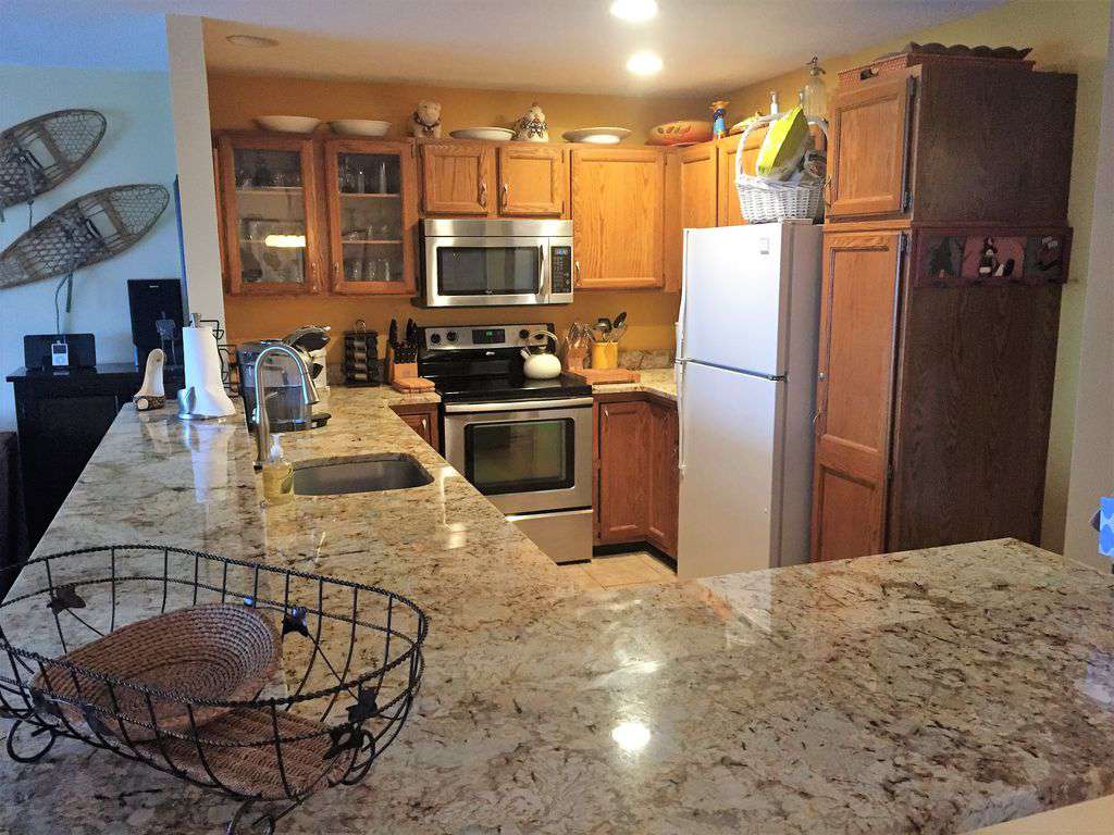Gleaming granite counters