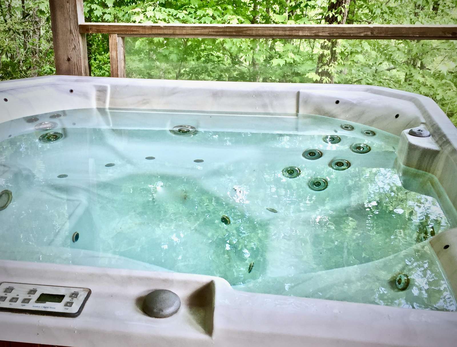Soak away Your Stress in the Completely Private Sparkling Hot Tub