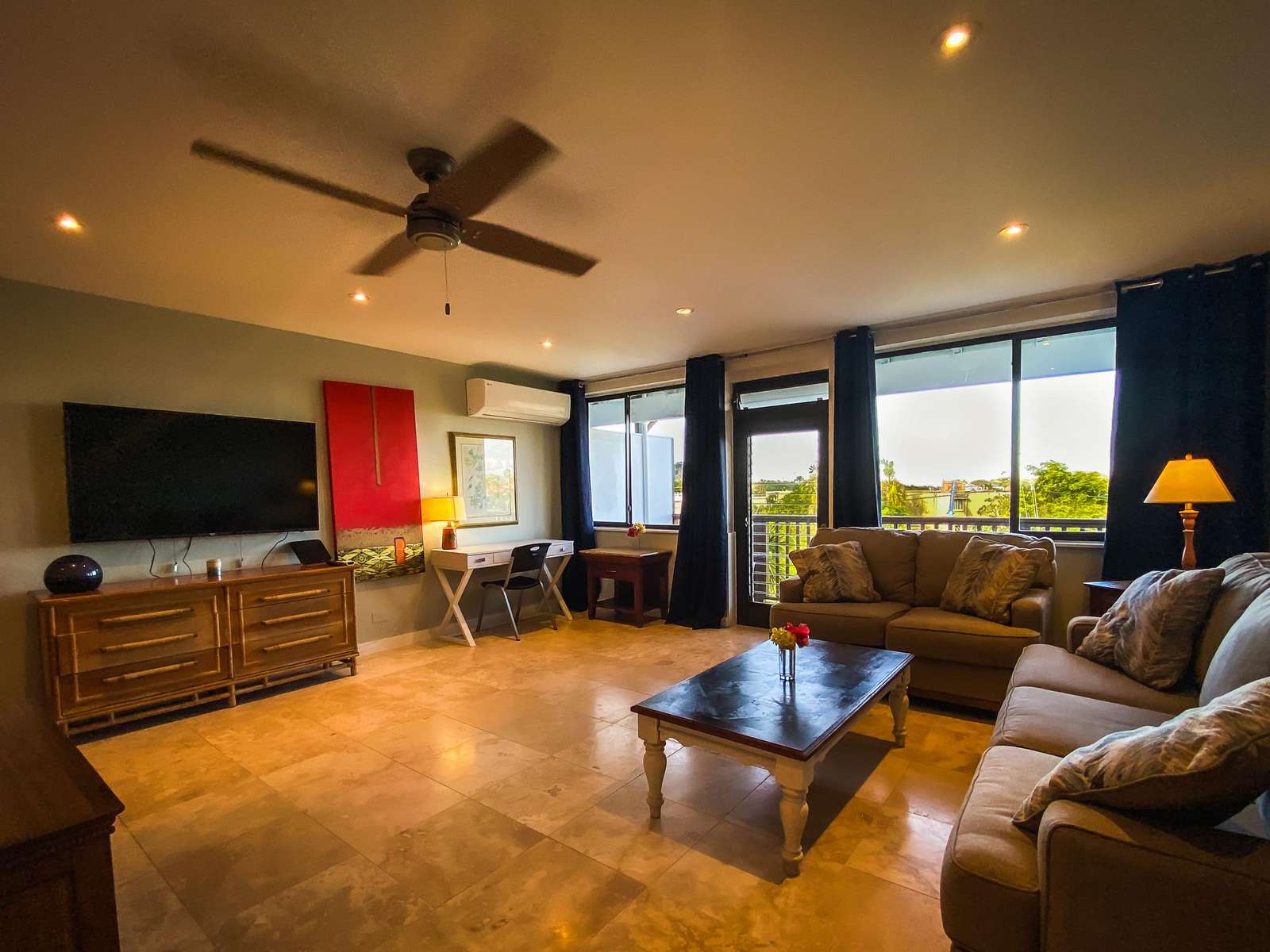 Take advantage of the large TV on rainy days.