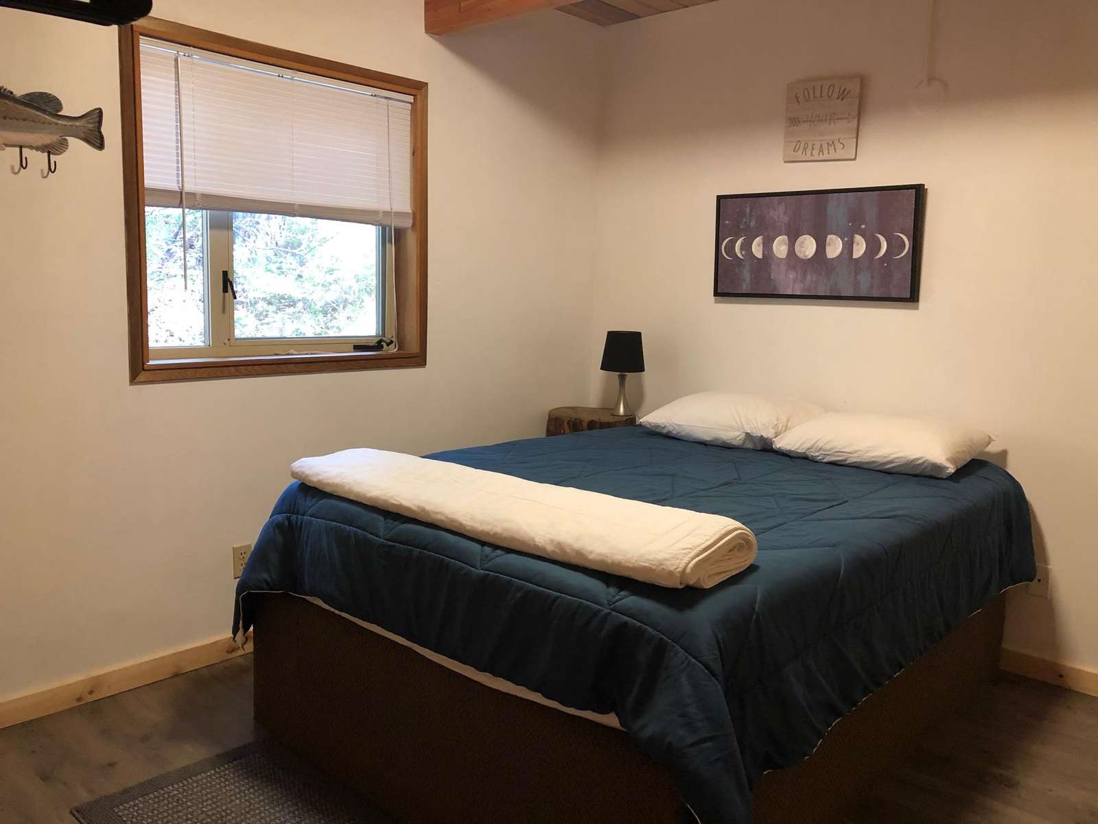 Bedroom with Queen bed down stairs