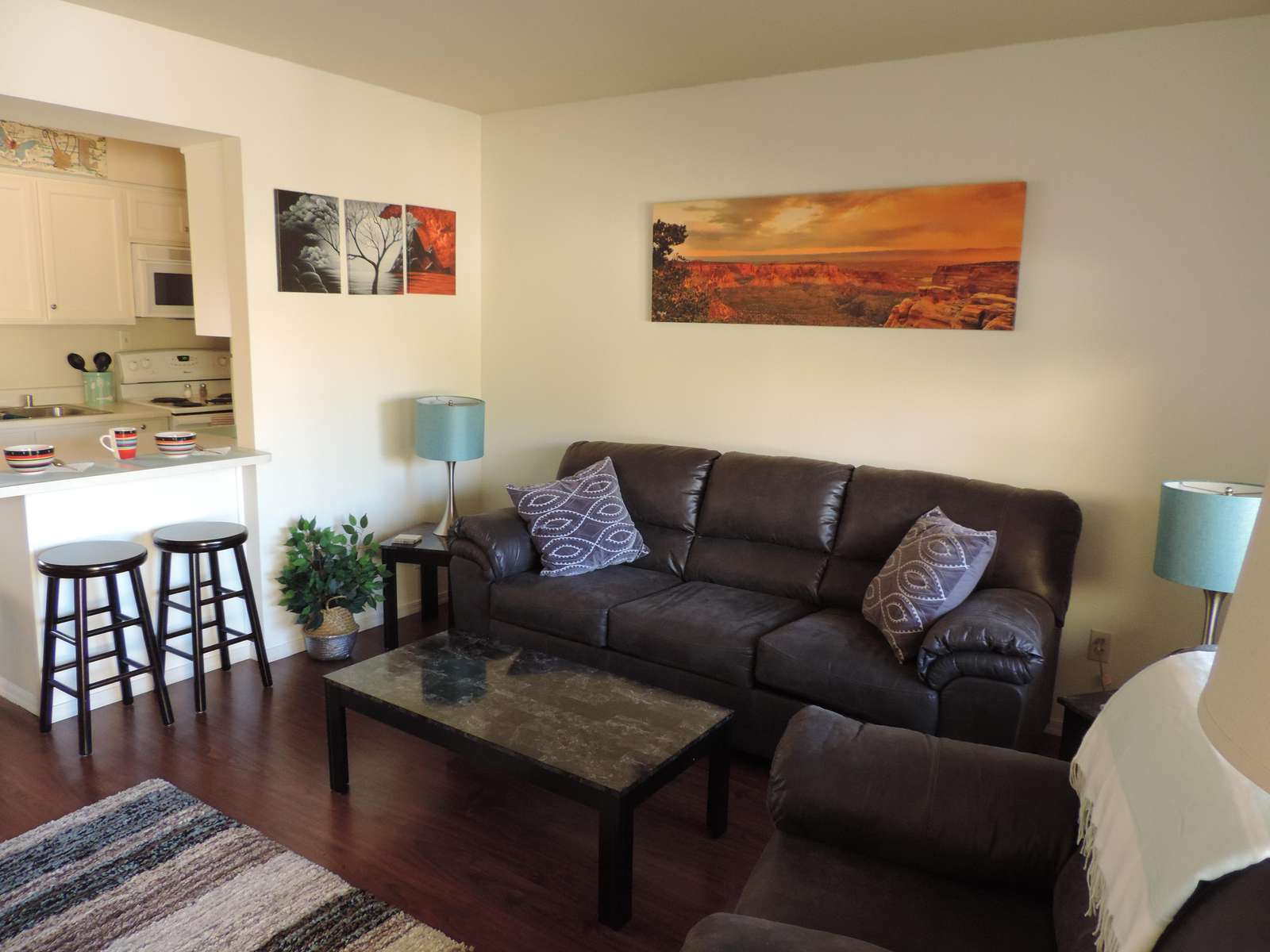 Living Rm and breakfast bar area