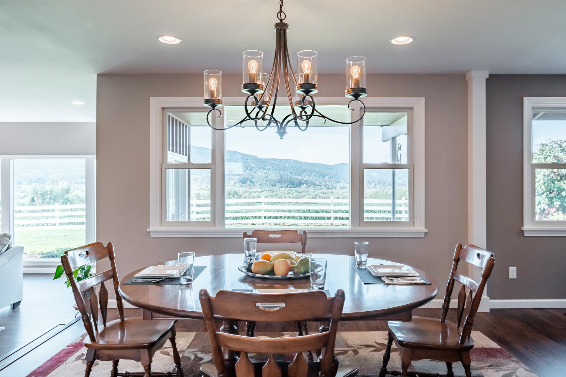 Sit down for a meal and enjoy the view of Vineyard Mountain