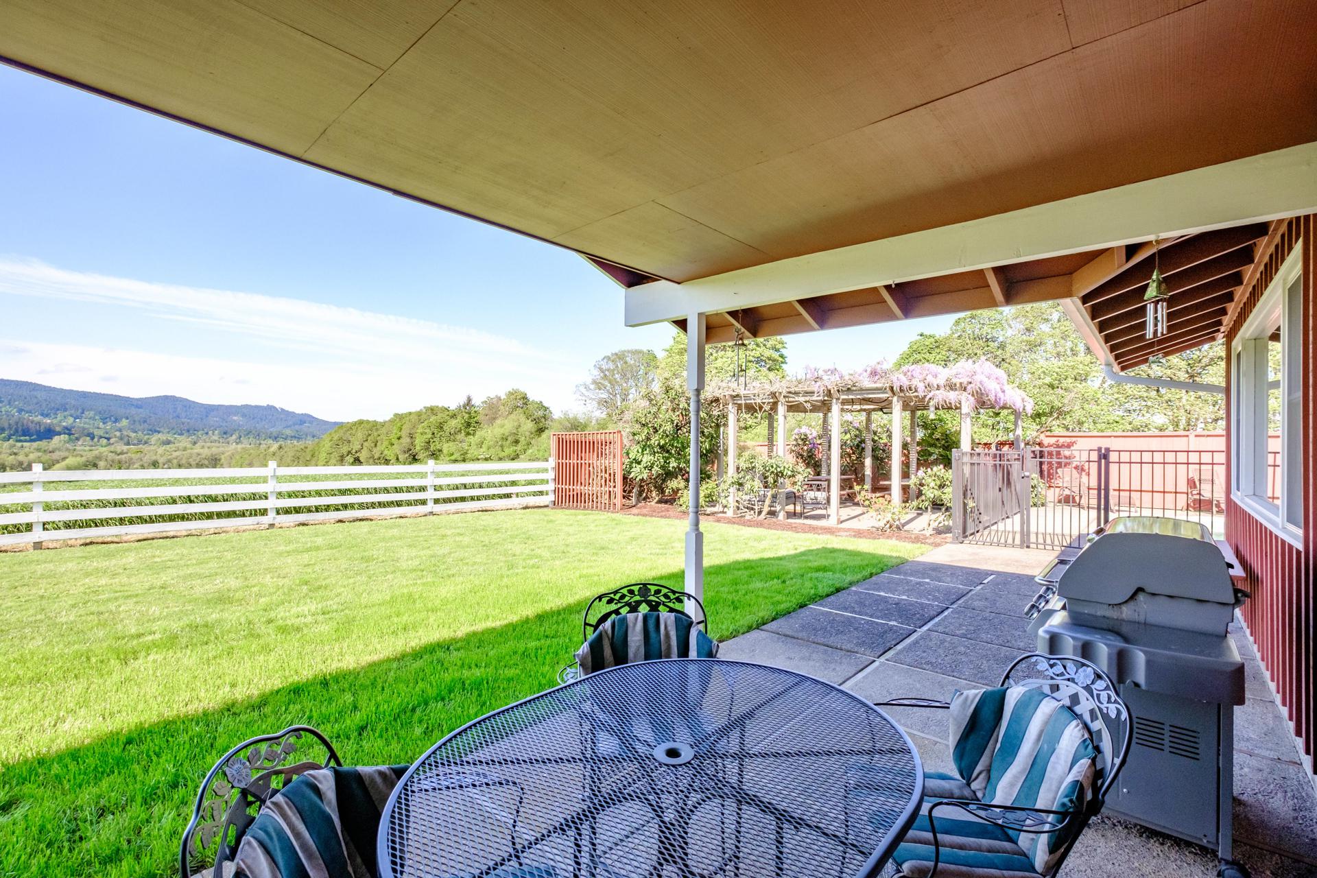 Patio sitting looking to the pergola.