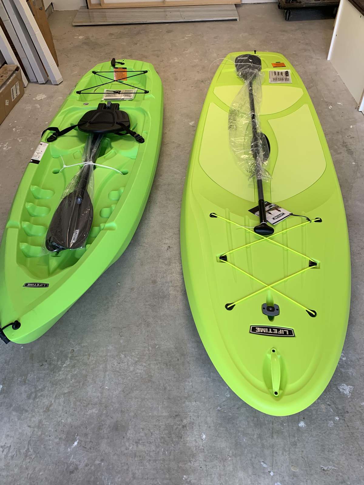 Multiple paddle boards/kayaks are provided