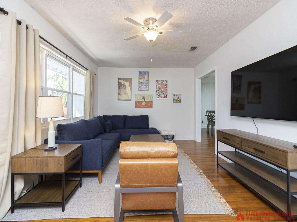 Deja Blue Living Room with Television