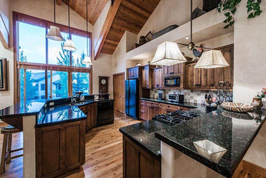 Kitchen opens to deck dining