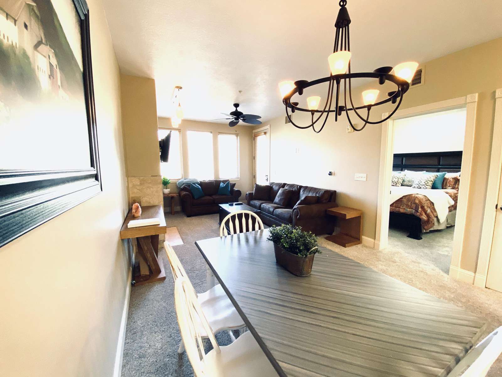 Open living and dining area