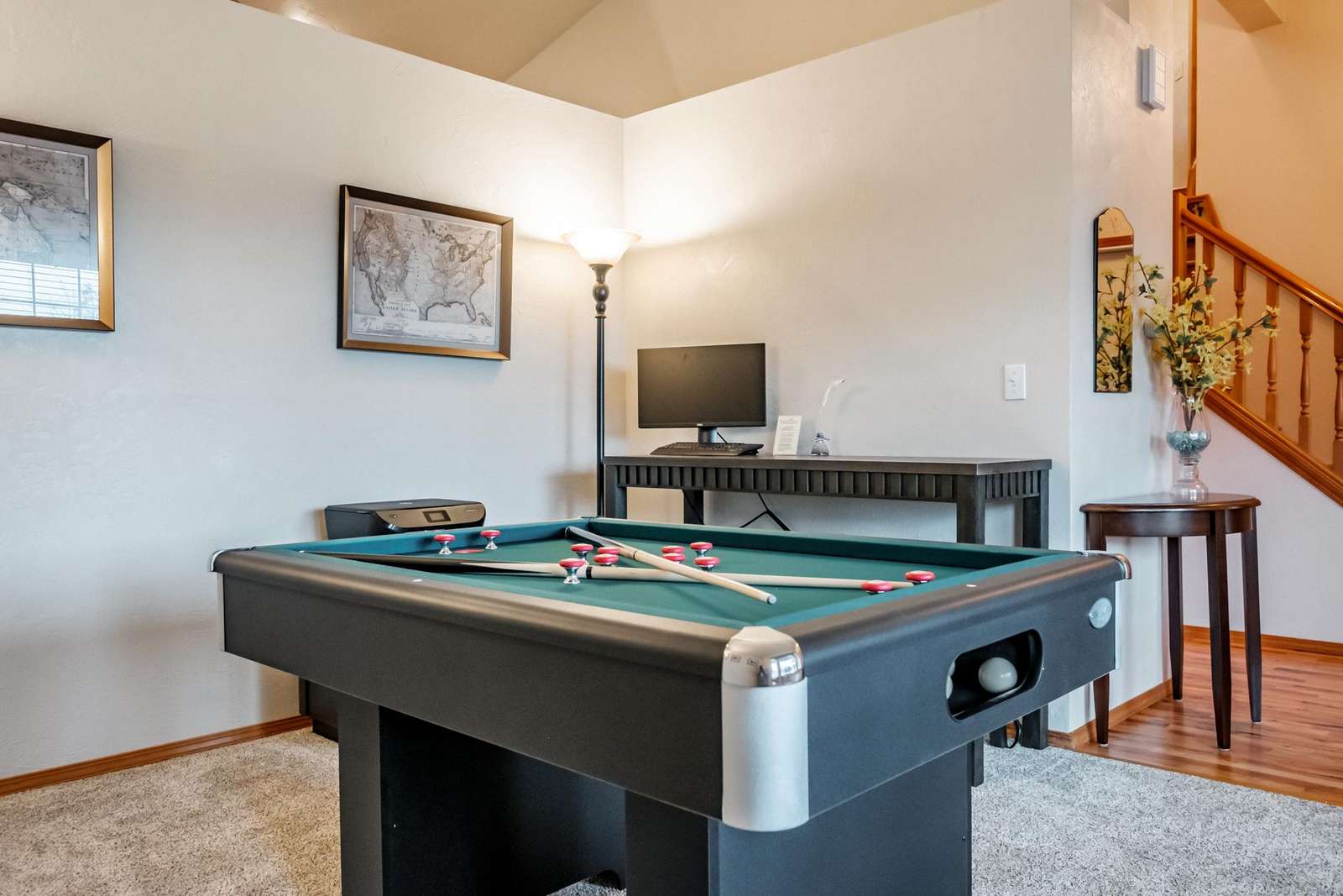 Bumper pool available for fun family times.