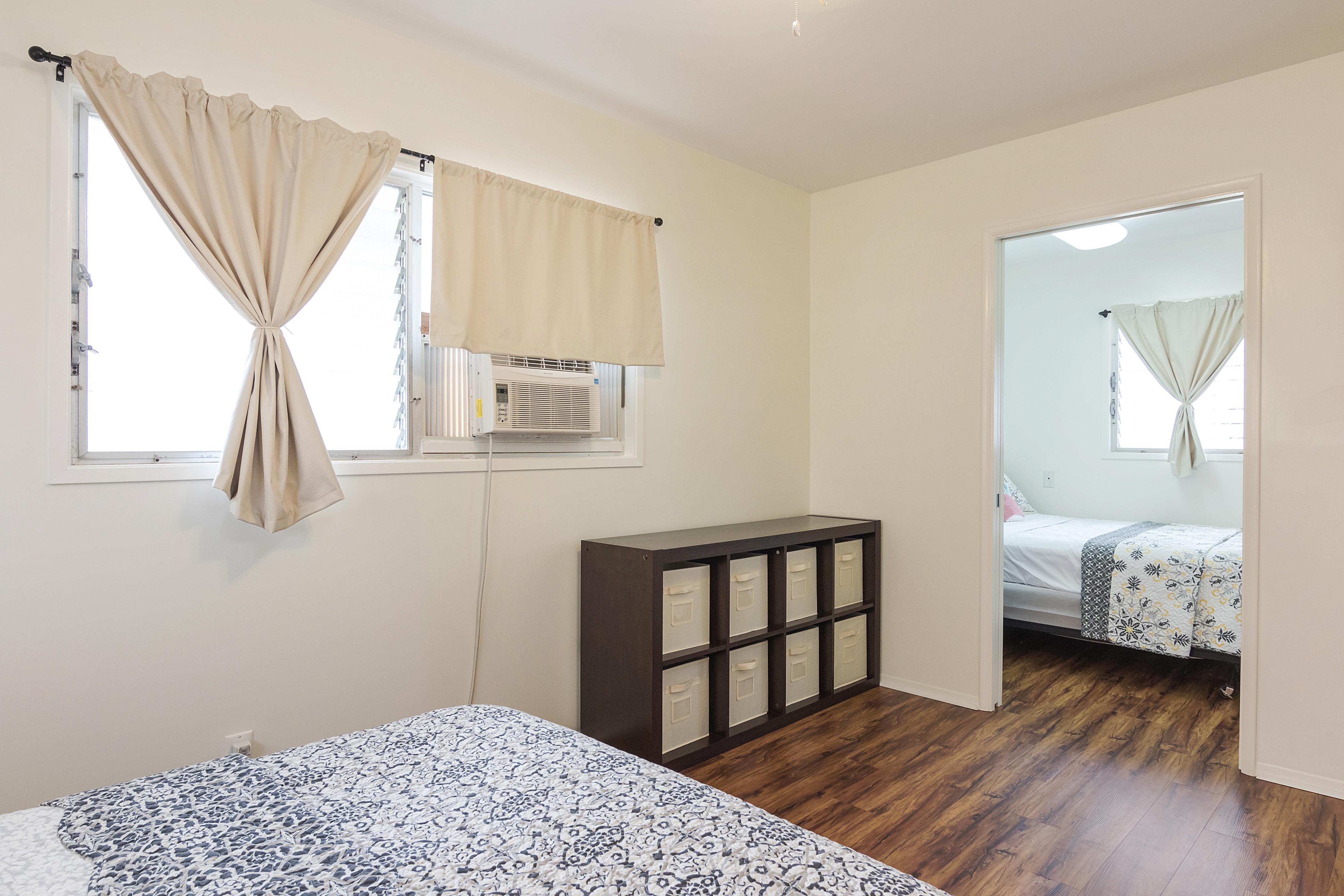 Master Bedroom A with lockable pocket door to separate Bedroom B