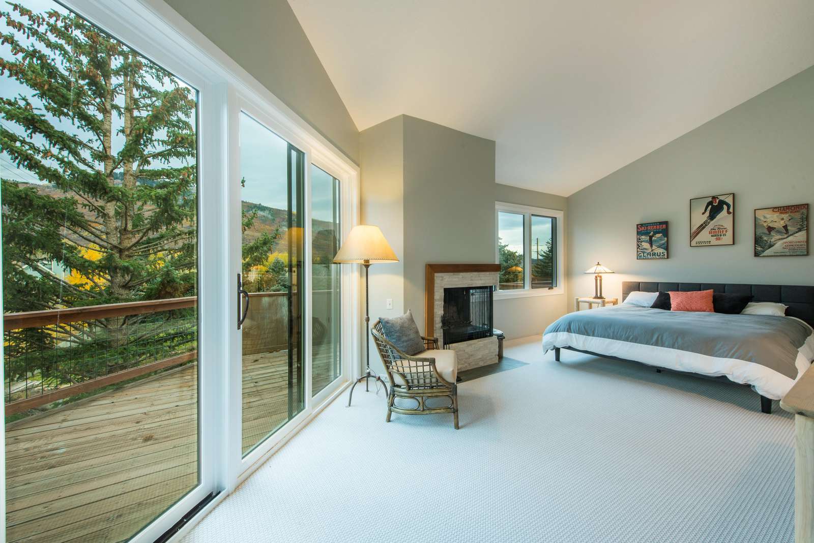 Master bedroom has a deck and stunning mountain views