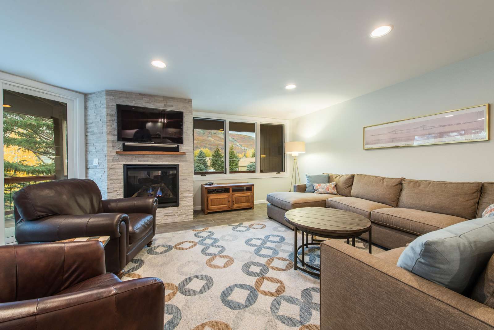 Fireplace and main living area