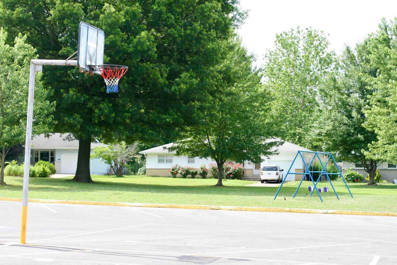 Basketball court directly across the street