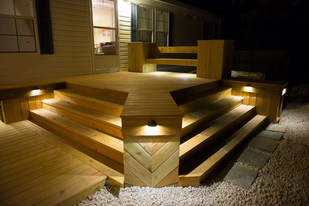 Night view of deck with Accent Lighting