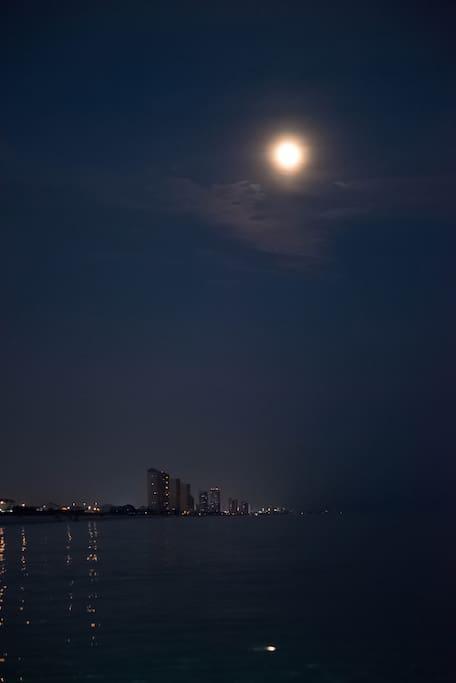 Night view of the Gulf Of Mexico & Panama City Beach