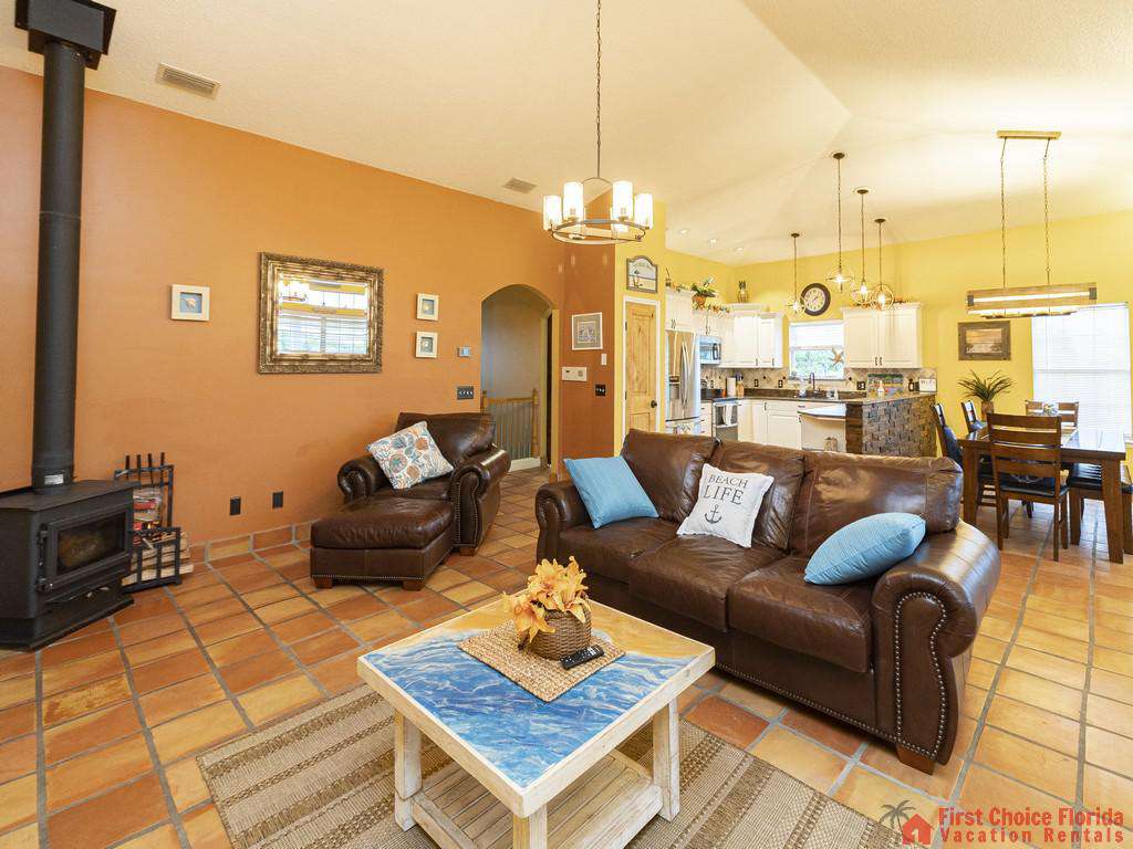 Coastal Hideaway Living Room with Fireplace