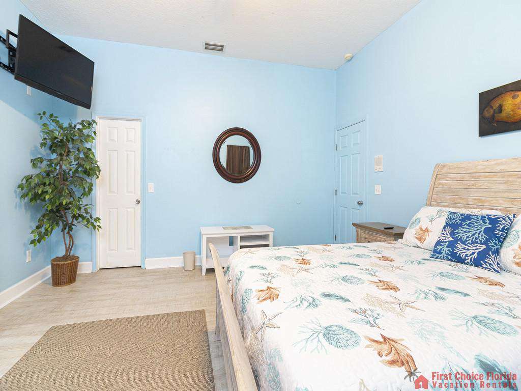 Coastal Hideaway Close Up Bed and Television