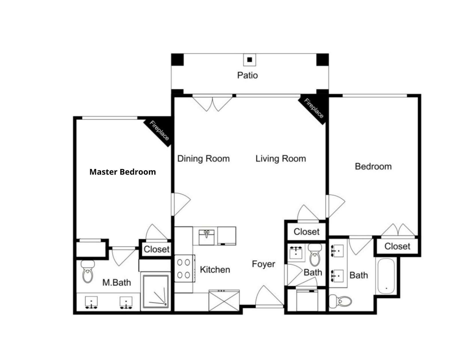 Floorplan - the private hot tub is on the patio