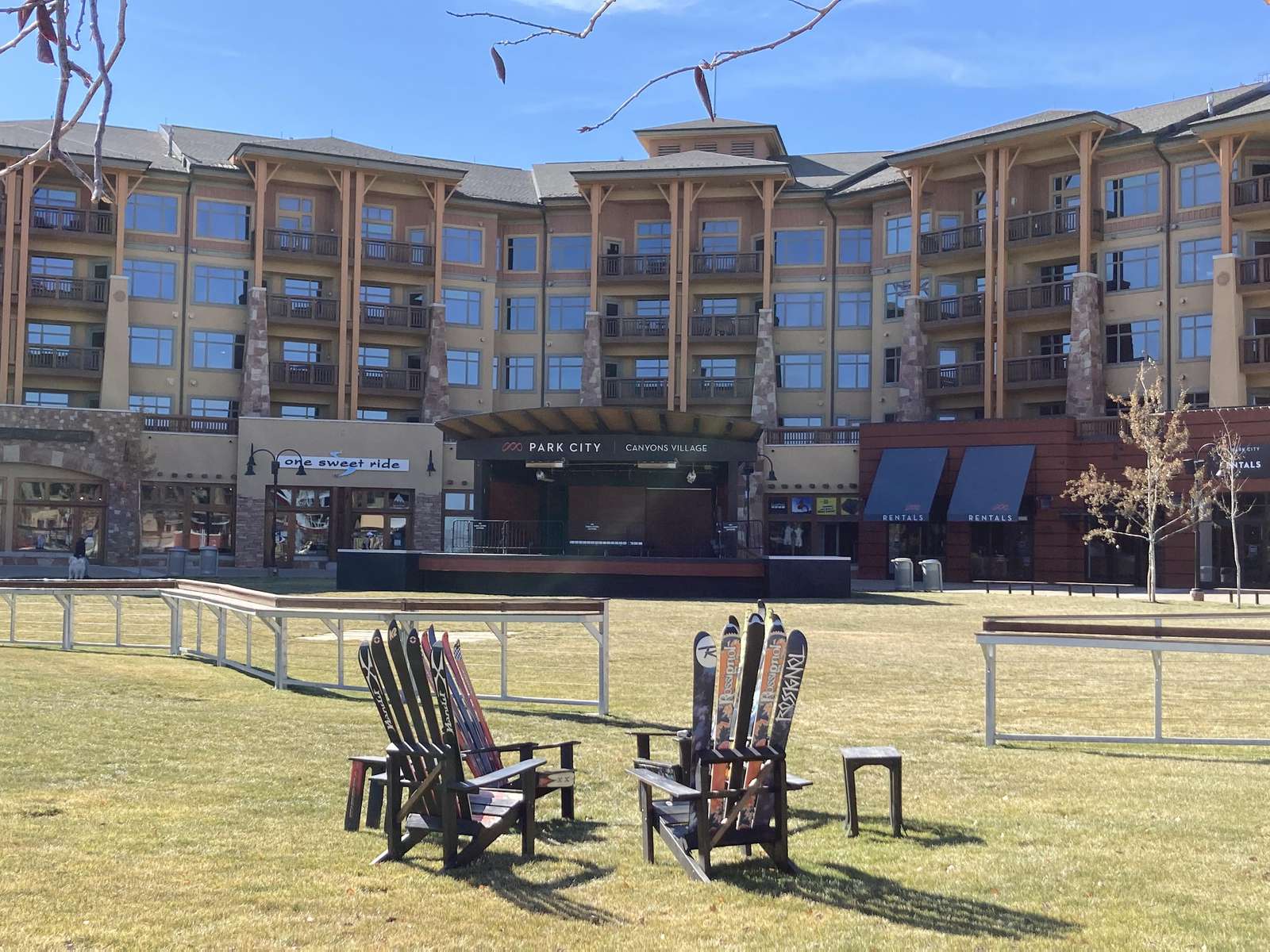 Canyons Village has the ski beach, ski lifts, restaurants, shops, rentals, and the ski and snowboard valet