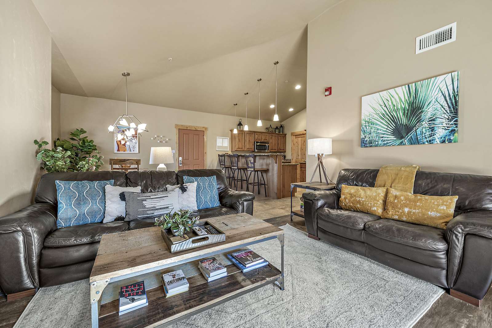 Open living area and kitchen