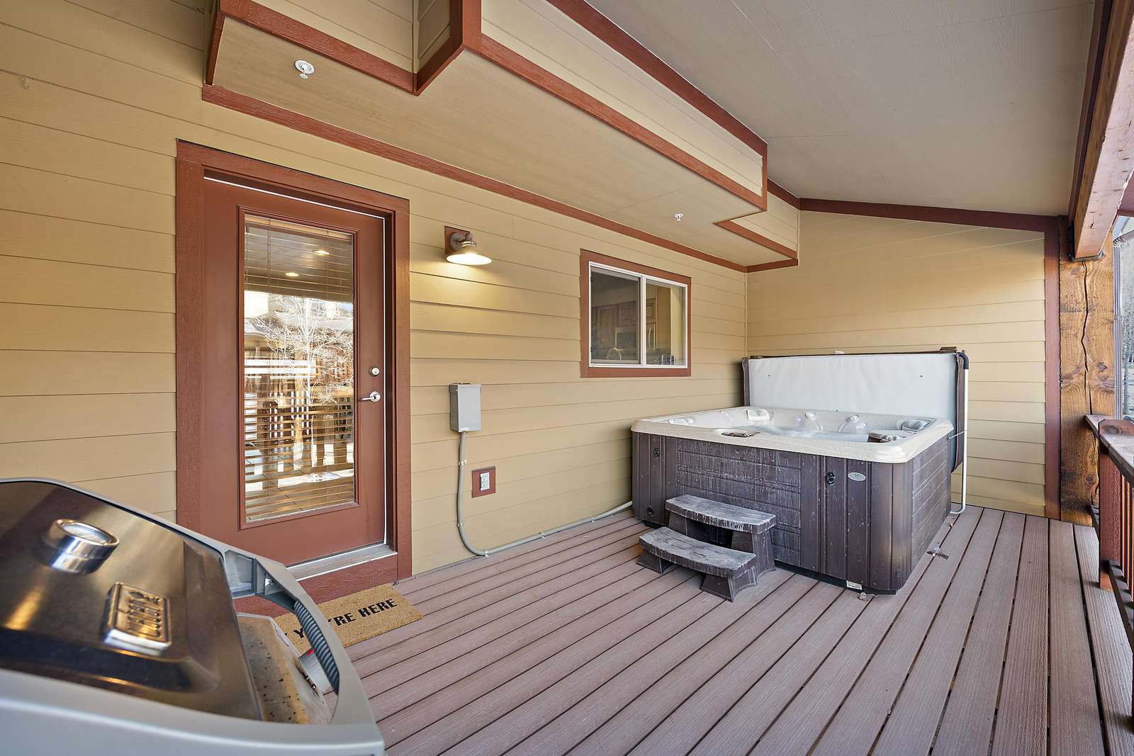 Deck is accessed through the kitchen