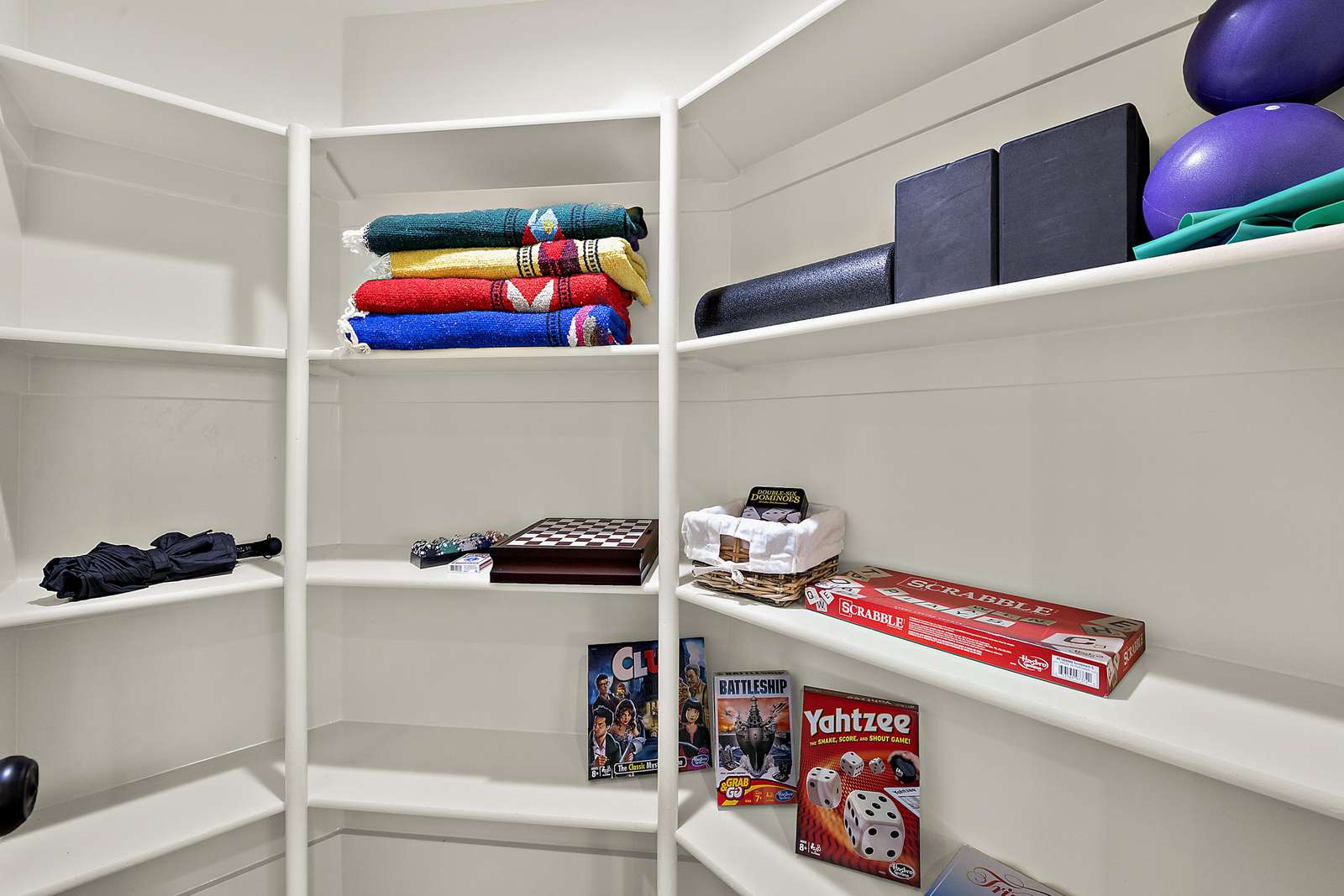 Closet space provided with games and more