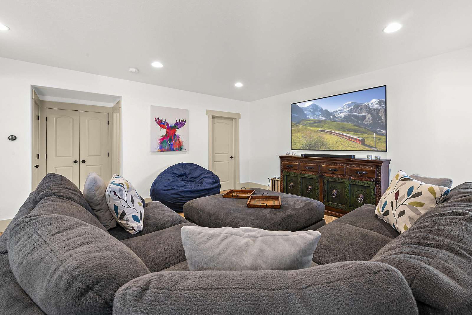 Huge comfy couch for relaxing viewing