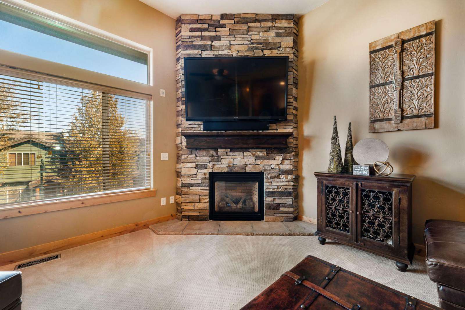 TV and fireplace for comfort